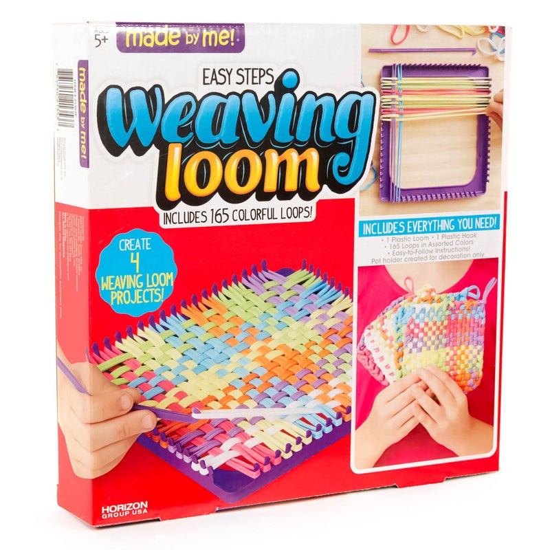 Made By Me Easy Steps Weaving Loom for Kids, Includes 165 Loom Loops & 1 Weaving Loom with Loom Hook, Makes 4 Projects, Hook & Loop Potholder Kit, DIY Weaving Kit, Potholder Loom Kit, Kids Crafts - Image 3